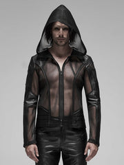 Punk Black Men's Mesh Hoodie