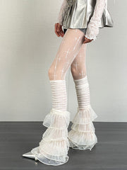 White Cross Pattern Punk Tights