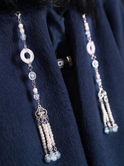 White Chinese Style Beaded Chain - Ring Accents with Tassel Design