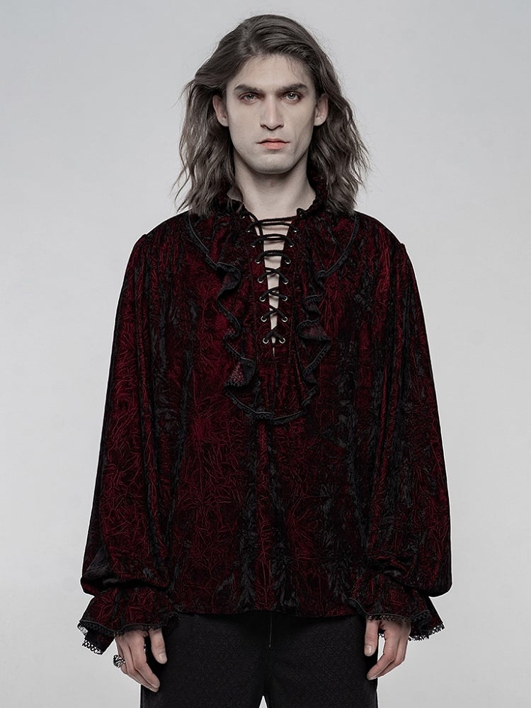 Men's Red Velvet Gothic Shirt