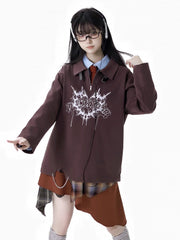 Brown Plaid Elastic Waist Handkerchief Hem Skirt