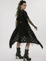The Post-apocalyptic Style Hollow Out Black Cardigan