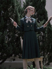 Dark Green JK Uniform Notched Collar Blazer