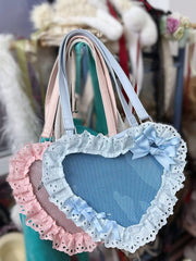 7 Color Options Lolita Lace Trim Heart-shaped Ita Bag