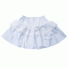 Pink/Baby Blue Plaid Lace Trim Skirt