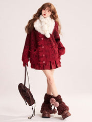 Red Plaid Preppy Style Box Pleat Skirt