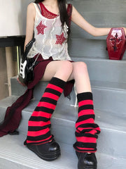 Punk Striped Designed Loose Leg Warmers