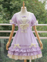 Plus Size Friendly Sailor Collar One Piece 4 Colors Sweet Dress