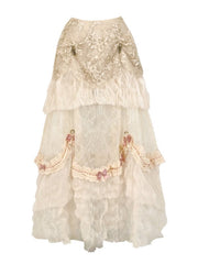 Versatile Lace Patched Vintage Bustle Long Skirt
