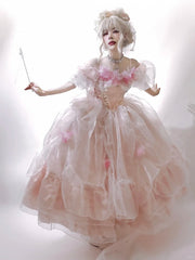 Plus Sizes Available Pink Lace-up Basque Waist Gorgeous Hanayome Hime Dress