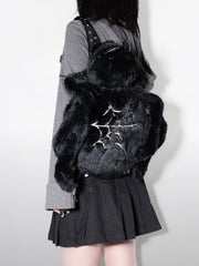 Black Punk Y2K Fleece Spider Backpack