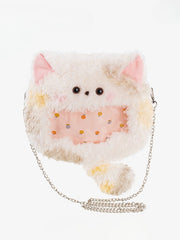 White Cute Kitty Lamb Crossbody Ita Bag