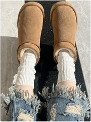 Winter Beige/Milk White/Black Cotton Socks
