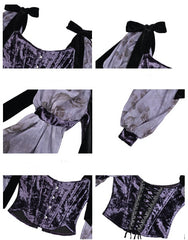 Gothic Purple Velvet Lace-up Corset Top
