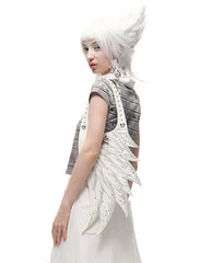 White Rhinestone and Stud Details Angel Wing PU Shoulder Bag