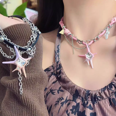 Y2K Star Decorated Tassel Choker 3 Color Options