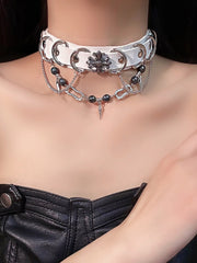 White Gothic Fringe Choker