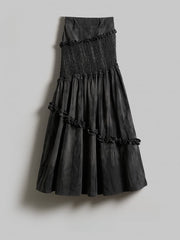 Urban Goth Dark Grey Tie-Dye Ruched Ruffle Mermaid Skirt