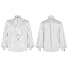 Men's White Gothic Vampire Count Long Sleeve Shirt