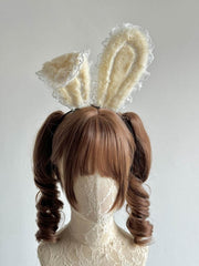 White/Pink/Blue/Yellow Lolita Rabbit Ears KC with Lace Edging