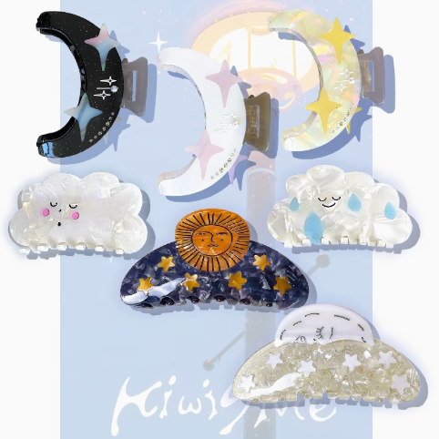 Y2K Moon/Cloud/Sun-shaped Claw Clip 11 Options