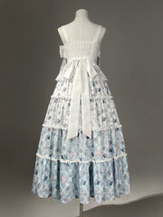 Sea Shell and Starfish Print Lolita Dress White and Blue