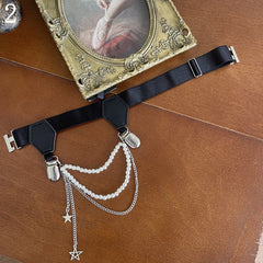 White Lace Ruffle Black Floral Pattern Underknee Stockings/Black Hollow-out Underknee Stockings/Self-tie Straps Leg Warmers/Leg Loop