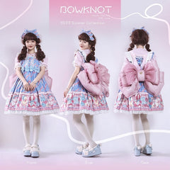 Peach Deep Pink Big Bow Backpack