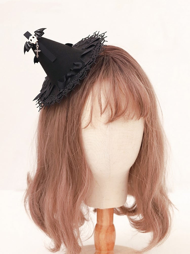 Halloween Skull Mini Witch Hat / Bow Hairclip 7 Options