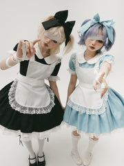 Plus Sizes Available Black Short Version Maid One Piece + Apron