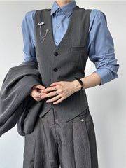 Ouji Lolita Dusty Blue Pointed Flat Collar Unisex Modal Long Sleeve Shirt with Button Cuffs