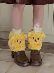 Yellow Cute Bear Plush Leg Warmers