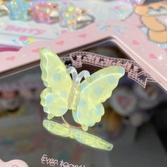 Pink/Yellow/Blue/Purple Polka-dot Pattern Butterfly Decorated Ring