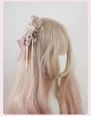Pink Big Bow Heart Rhinestone Charm Lolita Hairclips