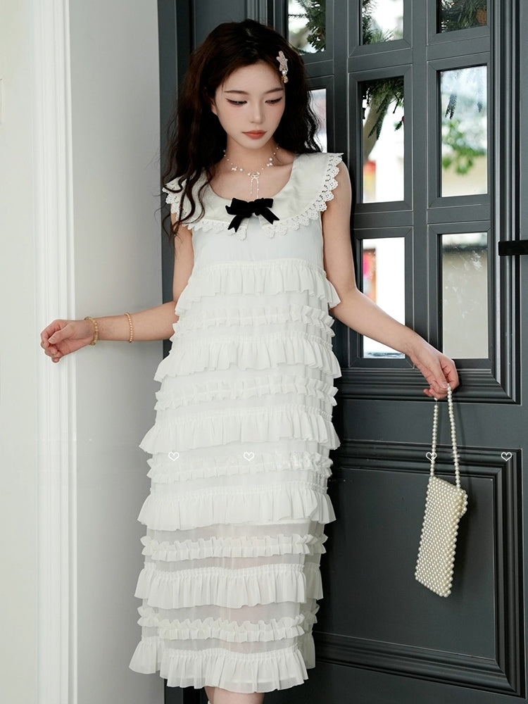 White Tiered Ruffles Sweet Nightgown
