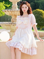 Pink Sweetheart Ruffle Trim Sweet Nightgown