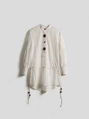 Urban Goth White Drawstring Design Puff Sleeve Shirt