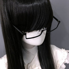 Wine Red/Black Cyberpunk Half-Frame Glasses