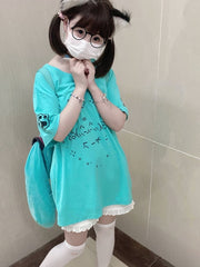 White/Green  Graphic T-shirt