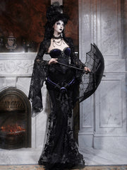 Romantic Goth Black and Purple Velvet Corset - Sparkling Rhinestones & Handcrafted Beading