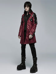 Red Men's Punk Hot Glue Long Sleeved Personalized Windbreaker