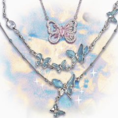 Y2K Rhinestone Decorated Butterfly Ring/Necklace