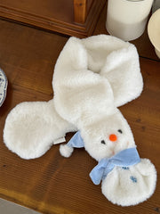 White Cute Snowman Plush Scarf