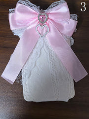 White/Black/Navy Blue/Grey Lolita Bowknot Details Hollow-out Calf Socks