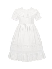 White Sweet Puff Sleeves High Waist Shiro Lolita Cotton Dress