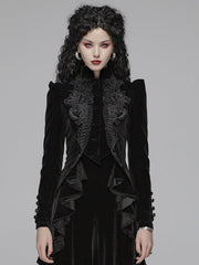 Gothic Black Weft Velvet Short Coat