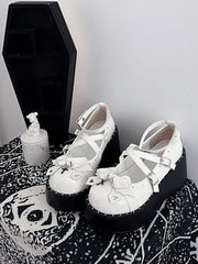 Demon Wings Punk White Platforms Cross Details