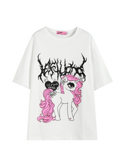 Unicorn Print Round Neck Graphic T-shirt