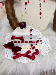 White Gothic Lolita Triangular Cake Mini Hat With Red Beads