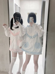 White & Pink Kitty Ear Sun Protection Hooded Jacket